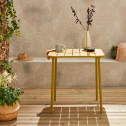 Sweeek - 2-Seater Square Steel Garden Table Yellow Ochre 70X70X72.5 Cm - Amelia 70Cm - thumbnail 1