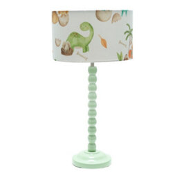 ValueLights Sage Green Bobbin Stem Table Lamp With Dino Drum Shade For Living Room Bedroom - Led Bulb Included - thumbnail 2