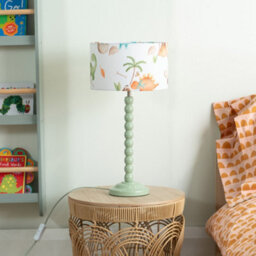 ValueLights Sage Green Bobbin Stem Table Lamp With Dino Drum Shade For Living Room Bedroom - Led Bulb Included - thumbnail 4