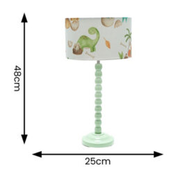 ValueLights Sage Green Bobbin Stem Table Lamp With Dino Drum Shade For Living Room Bedroom - Led Bulb Included - thumbnail 5