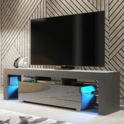 Tv Unit Aria 160Cm - Dark Grey With Gloss Doors And Led Lights