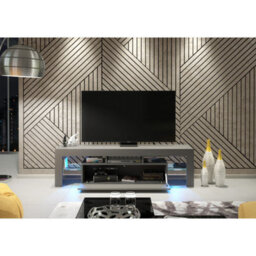 Tv Unit Aria 160Cm - Dark Grey With Gloss Doors And Led Lights - thumbnail 6