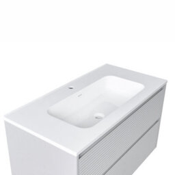Wyld And Coco Wall-Mounted Vanity Unit & Resin Basin Grey 100 X 46 Cm With 2 Soft-Close Drawers - thumbnail 7