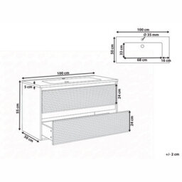 Wyld And Coco Wall-Mounted Vanity Unit & Resin Basin Grey 100 X 46 Cm With 2 Soft-Close Drawers - thumbnail 4