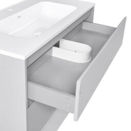 Wyld And Coco Wall-Mounted Vanity Unit & Resin Basin Grey 100 X 46 Cm With 2 Soft-Close Drawers - thumbnail 8