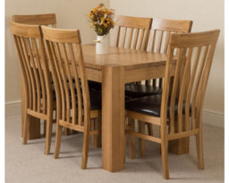 That's Furniture Kuba 125 X 80 Cm Chunky Oak Small Dining Table And 6 Chairs Dining Set With Harvard Chairs - thumbnail 1