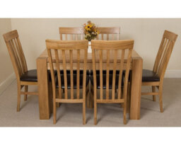 That's Furniture Kuba 125 X 80 Cm Chunky Oak Small Dining Table And 6 Chairs Dining Set With Harvard Chairs - thumbnail 2