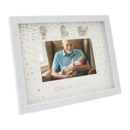 Happy Homewares Modern Grandson 4X6 White Picture Frame With Silver Foil Falling Dots - thumbnail 2