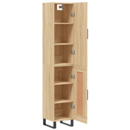 Berkfield Highboard Sonoma Oak 34.5X34X180 Cm Engineered Wood - thumbnail 4