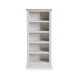 Farro Grey 5 Tier Narrow Bookcase - Painted With Oak Top - By Roseland Furniture - thumbnail 3