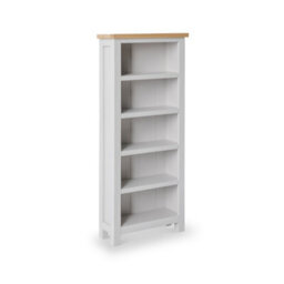 Farro Grey 5 Tier Narrow Bookcase - Painted With Oak Top - By Roseland Furniture - thumbnail 1