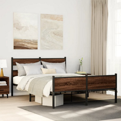 Berkfield Bed Frame Without Mattress Brown Oak 140X190 Cm Engineered Wood - image 1
