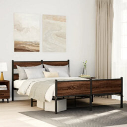 Berkfield Bed Frame Without Mattress Brown Oak 140X190 Cm Engineered Wood