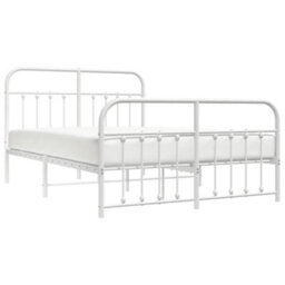 Berkfield Metal Bed Frame With Headboard And Footboard White 140X190 Cm - thumbnail 3