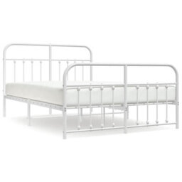 Berkfield Metal Bed Frame With Headboard And Footboard White 140X190 Cm - thumbnail 2