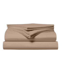 Ameha Egyptian 100% Cotton Beige Flat Sheet Hotel Quality Comfortable Bed Sheets King Size Flat Bed Sheet (270 X 298Cm) - thumbnail 4