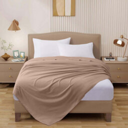 Ameha Egyptian 100% Cotton Beige Flat Sheet Hotel Quality Comfortable Bed Sheets King Size Flat Bed Sheet (270 X 298Cm) - thumbnail 9