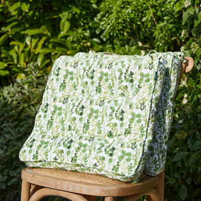 Dibor Set Of 2 Green Square Summer Outdoor Garden Chair Seat Pad Cushions - image 1