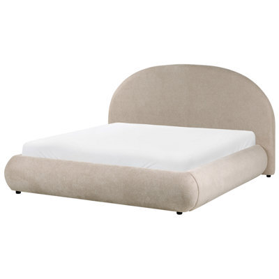 Beliani Ottoman Bed Fabric Grasse 160 X 200 Cm (Eu King Size) Taupe - image 1