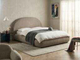 Beliani Ottoman Bed Fabric Grasse 160 X 200 Cm (Eu King Size) Taupe - thumbnail 2