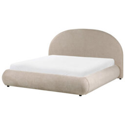 Beliani Ottoman Bed Fabric Grasse 160 X 200 Cm (Eu King Size) Taupe - thumbnail 1