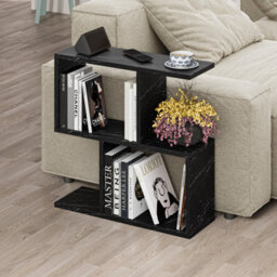 Decortie Homemania 60Cm Multipurpose Side Table For Living Room, Gloss Black Marble Effect Finish