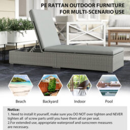 Outsunny Patio Rattan Chaise Lounge Garden Pool Wicker Sun Lounger Adjustable - thumbnail 7