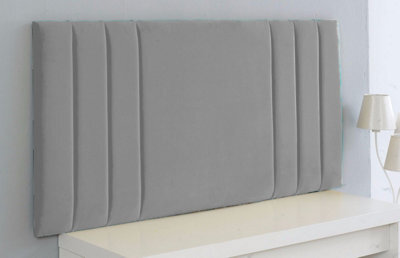 "Slumbre Rio Plush Velvet 4Ft Small Double 20"" Headboard - Silver"