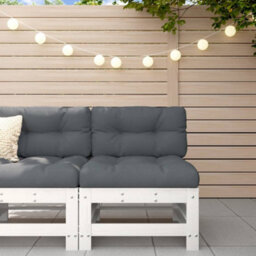 Walplus Outdoor Garden Middle Sofa For Patio Balcony Poolside Furniture White Solid Wood Pine - Cushion Not Included - thumbnail 1