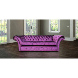 Chesterfield 3 Seater Sofa Settee Boutique Crush Purple Velvet Fabric In Balmoral Style - thumbnail 1