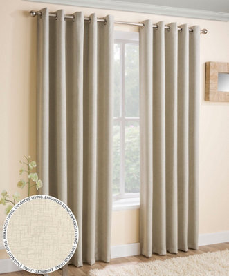 Enhanced Living Vogue Cream 90 X 72 Inch (229X183Cm) Eyelet Thermal Noise Reducing Dim Out Curtains (Pair) - image 1
