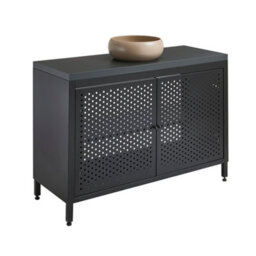 Homestylestore 1200mm Black Metal Floorstanding Bathroom Vanity Unit Black Grey Countertop And Round Sand Basin - thumbnail 1