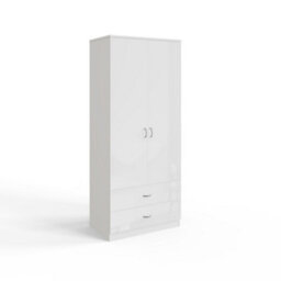 Fwstyle Chilton 2 Door Wardrobe With 2 Drawers White Gloss Scratch Resistant (H) 180 (W) 80 (D) 50Cm - thumbnail 4