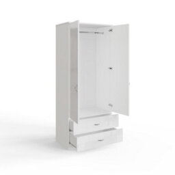 Fwstyle Chilton 2 Door Wardrobe With 2 Drawers White Gloss Scratch Resistant (H) 180 (W) 80 (D) 50Cm - thumbnail 5