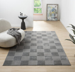 Vellure Modern Indoor Living Room Area Rug Embossed Metallic Sheen Grid Design Grey 120X170 Cm - thumbnail 5