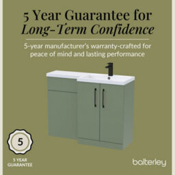 Balterley Right-Hand Bathroom Vanity And Wc Unit Combination With Basin - 1100mm - Satin Green With Black Handles - thumbnail 6