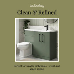 Balterley Right-Hand Bathroom Vanity And Wc Unit Combination With Basin - 1100mm - Satin Green With Black Handles - thumbnail 7