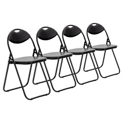 Harbour Housewares 4X Padded Folding Chairs - Black - Metal Frame Easy Store Portable Folding Seats - image 1