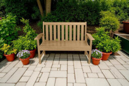 Garden Store Direct Vienna Wood Effect 2 Seat Bench - Teak - thumbnail 5