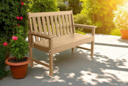 Garden Store Direct Vienna Wood Effect 2 Seat Bench - Teak - thumbnail 1