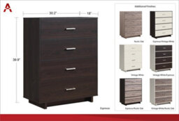 Dorel Home Colebrook 4 Drawer Dresser Vintage White Espresso - thumbnail 3