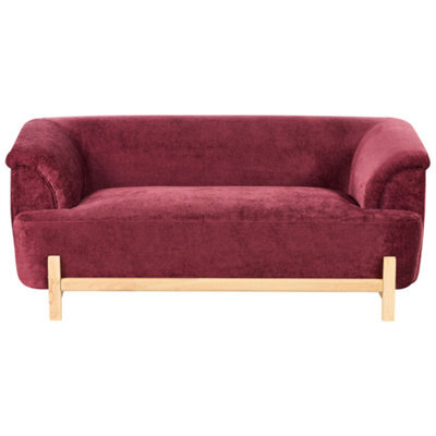 Beliani Sofa 2 Seater Alnor Chenille Burgundy - image 1