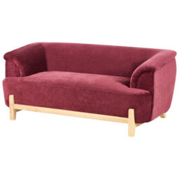Beliani Sofa 2 Seater Alnor Chenille Burgundy - thumbnail 4