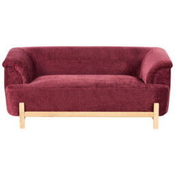 Beliani Sofa 2 Seater Alnor Chenille Burgundy - thumbnail 1