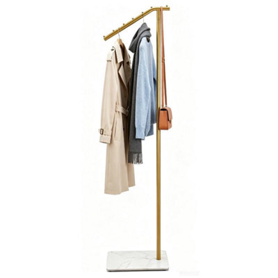Gold 7 Hook Freestanding Metal Coat Rack Hanger Stand - image 1