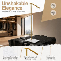 Gold 7 Hook Freestanding Metal Coat Rack Hanger Stand - thumbnail 5