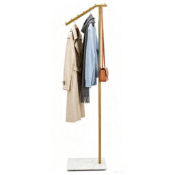Gold 7 Hook Freestanding Metal Coat Rack Hanger Stand - thumbnail 1