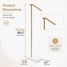 Gold 7 Hook Freestanding Metal Coat Rack Hanger Stand - thumbnail 2