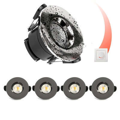 Paul Russells Led Fire Rated Downlights, Brush Nickel Bezel, 6W 550 Lumens, Ip65, Cct3 3000K 4000K 6500K, Pack Of 4 - image 1