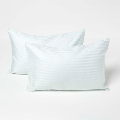 Homescapes Blue Cotton Stripe Kids Pillowcases 40 X 60 Cm 330 Thread Count, 2 Pack - image 1
